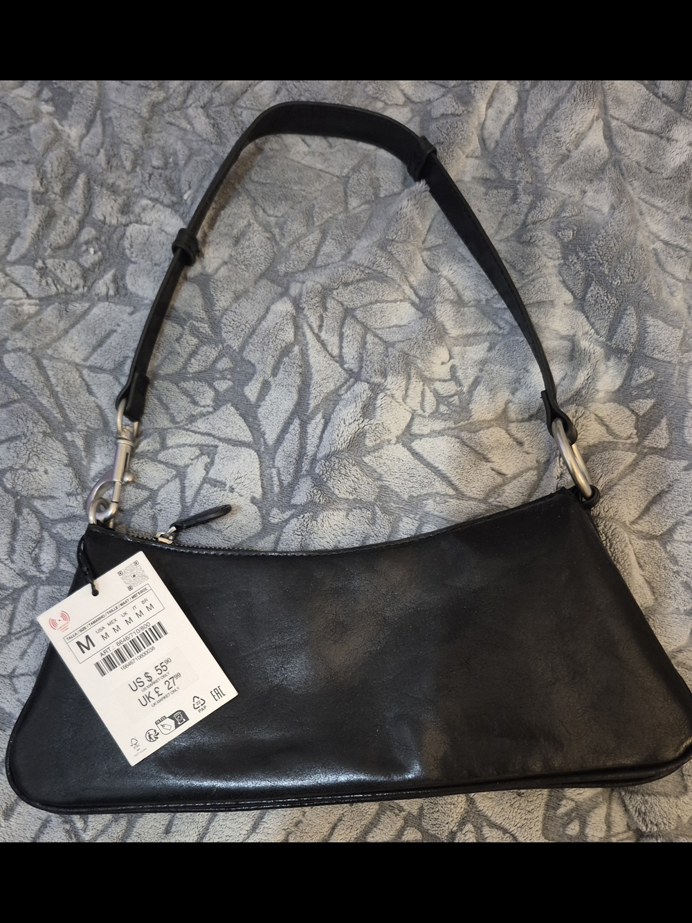 Zara Black Leather Shoulder Bag